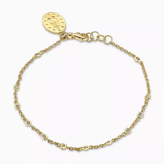 18ct yellow gold diamond bracelet with religious medal
