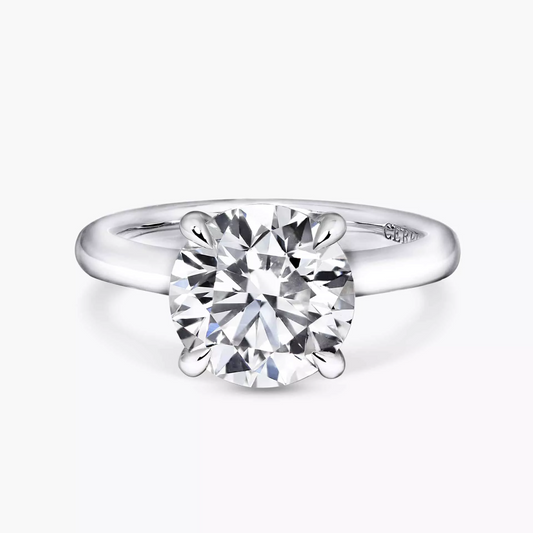 MILAN Up-swept - 18ct white gold lab grown and mined diamond hidden halo ring.
