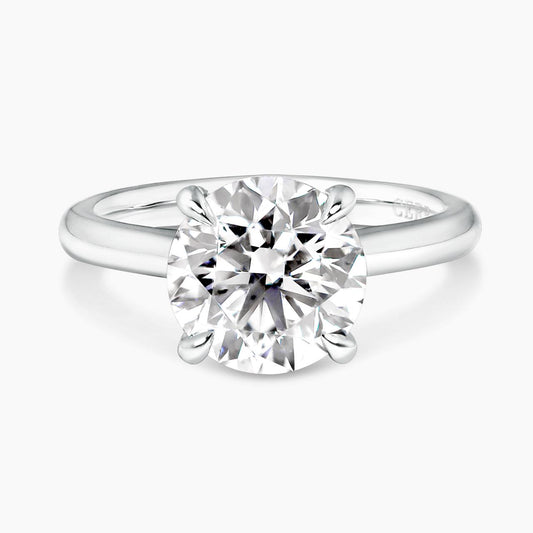 MILAN Up swept 18ct white gold lab grown and mined diamond hidden halo engagement ring