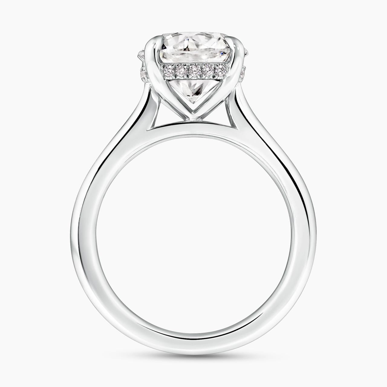 MILAN Up swept 18ct white gold lab grown and mined diamond hidden halo engagement ring