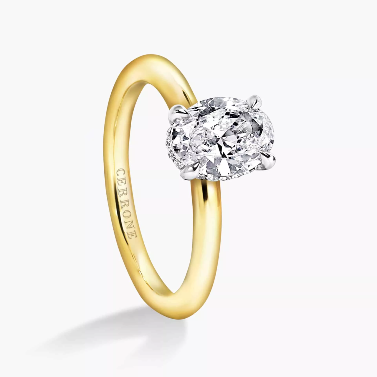 MILAN - 18ct yellow and white gold oval diamond hidden halo ring