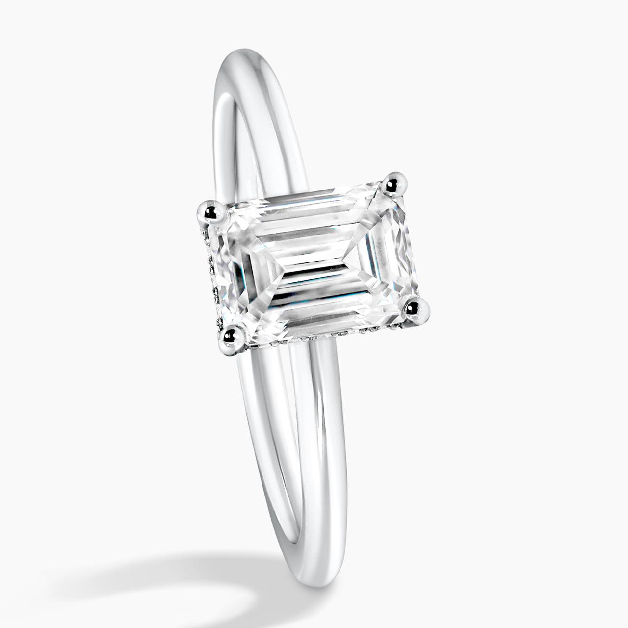 18ct white gold 1.20ct emerald cut diamond engagement ring side profile