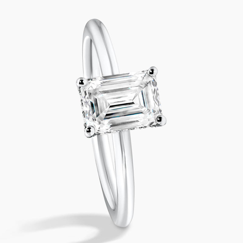 18ct white gold 1.20ct emerald cut diamond engagement ring side profile