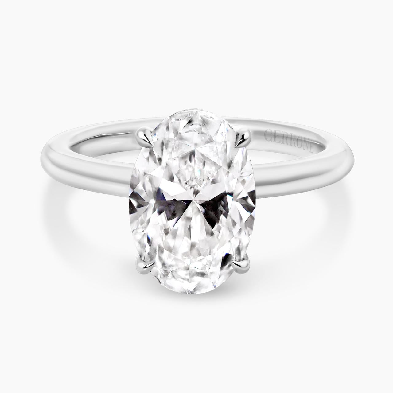 18ct white gold oval diamond hidden halo engagement ring