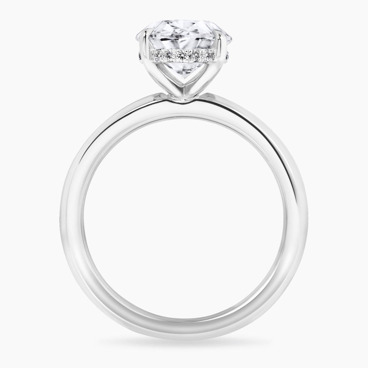 18ct white gold oval diamond hidden halo engagement ring