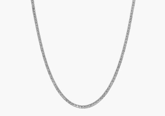 18ct white gold 139=11.15ct diamond four claw tennis necklace