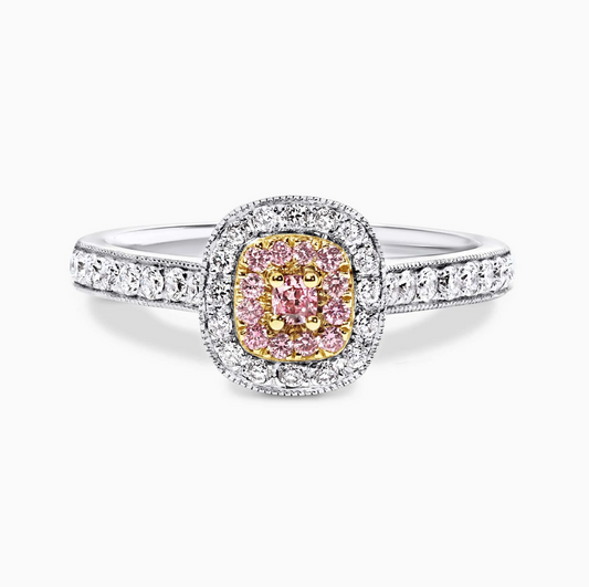 18ct white and rose gold pink and white diamond ring