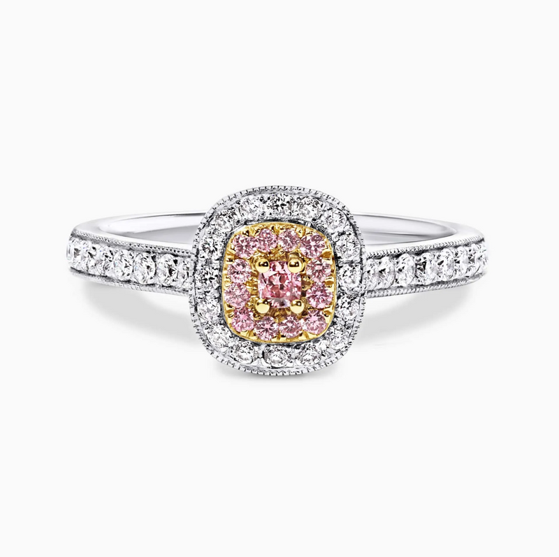18ct white and rose gold pink and white diamond ring