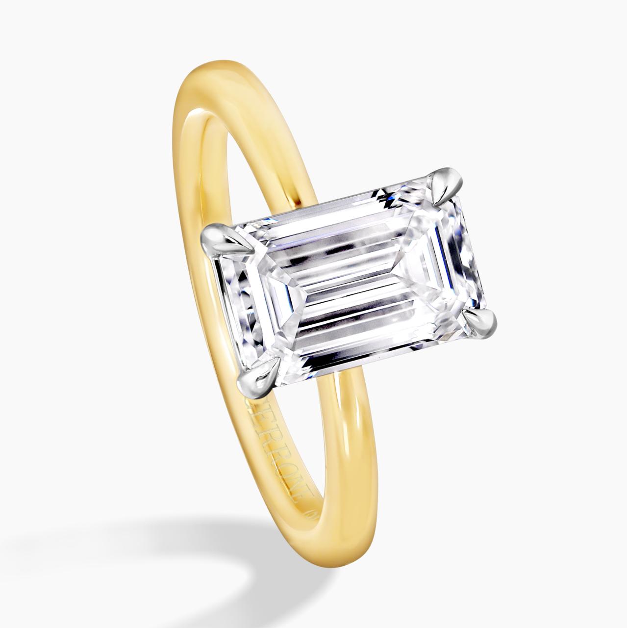 POSITANO - 18ct yellow and white gold 2.19ct D VVS2 emerald cut lab grown diamond solitaire engagement ring in a four claw setting GIA Cert