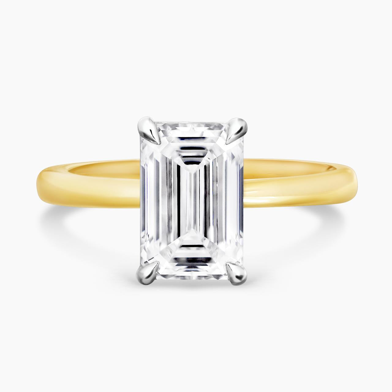 POSITANO - 18ct yellow and white gold 2.19ct D VVS2 emerald cut lab grown diamond solitaire engagement ring in a four claw setting GIA Cert