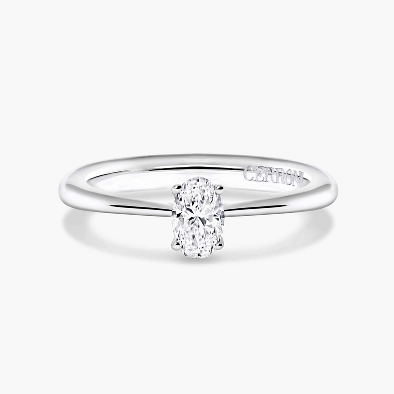 18ct white gold oval diamond solitaire ring