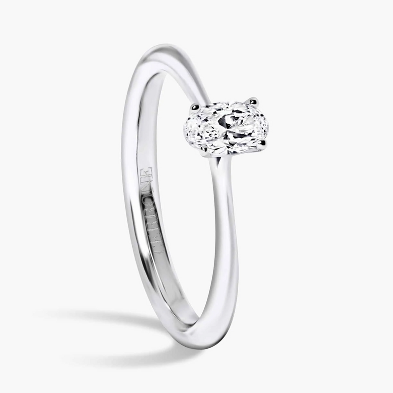 18ct white gold oval diamond solitaire ring side profile