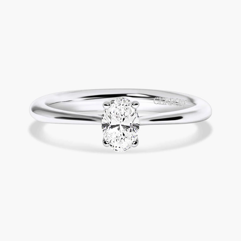 18ct white gold oval diamond solitaire ring