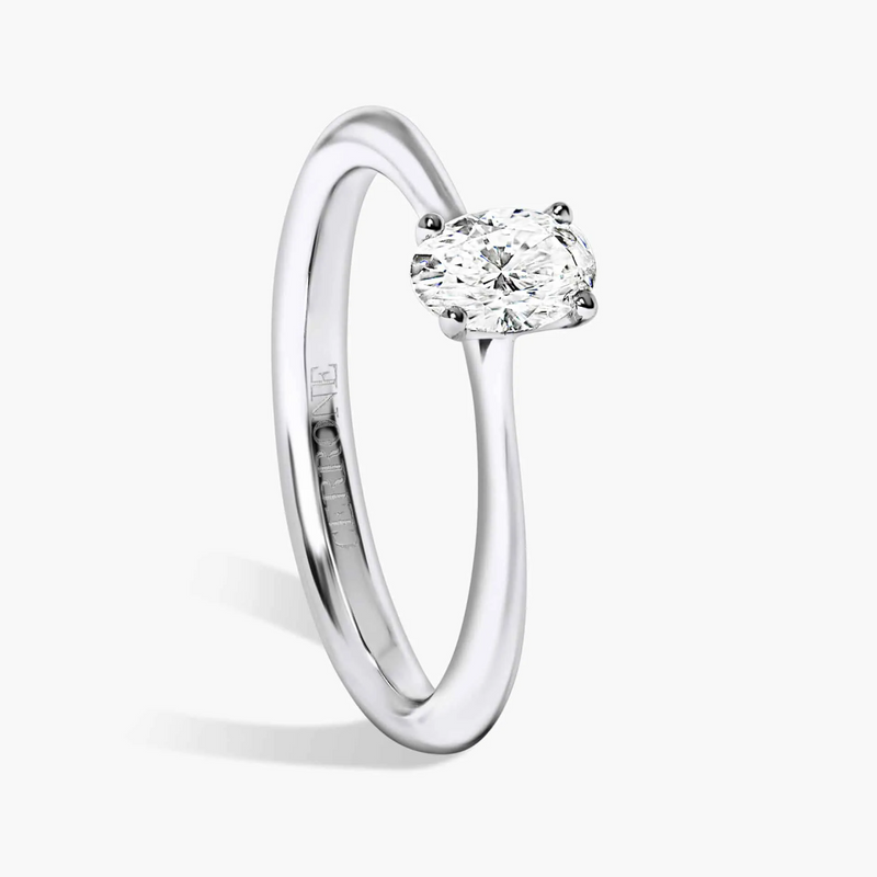 18ct white gold oval diamond solitaire ring side profile