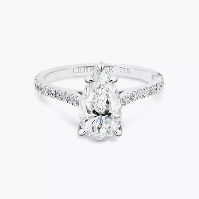 18ct White gold pear cut upswept diamond ring