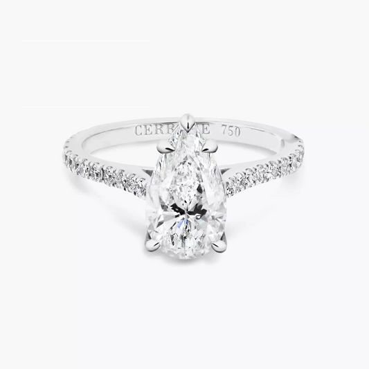 COMO - 18ct White gold pear cut upswept diamond ring