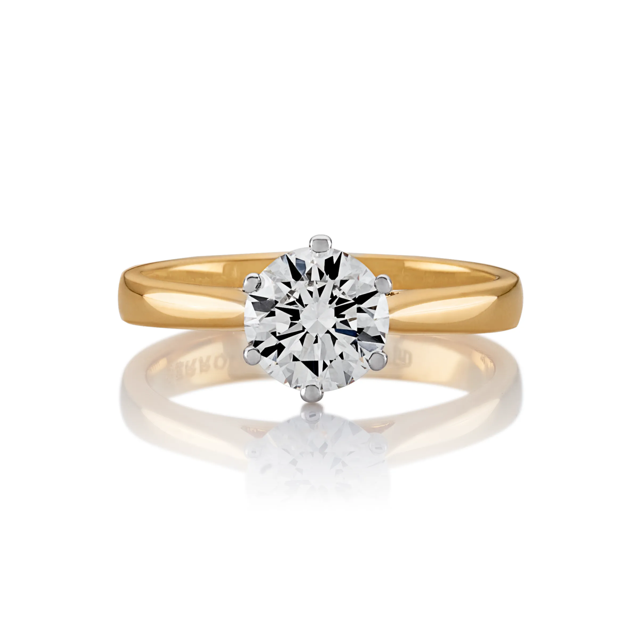 SIENA - 18ct Yellow and White Gold round brilliant cut diamond six claw upswept ring