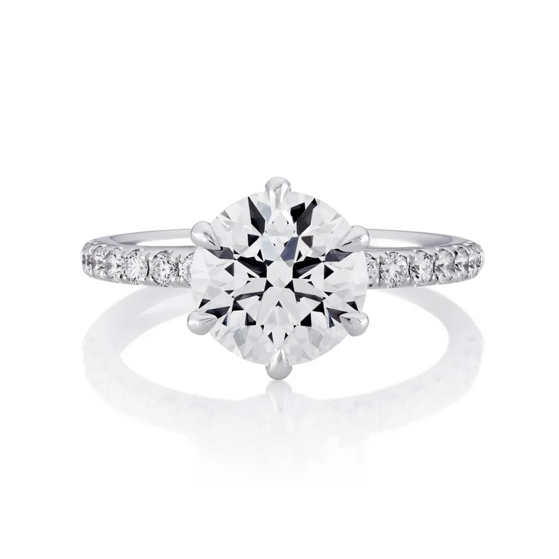 18ct white gold round brilliant cut diamond six claw diamond ring