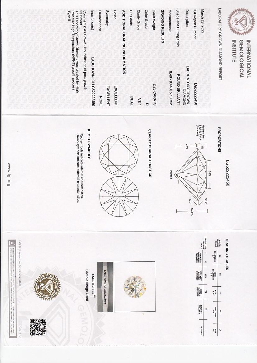 ROME - 18ct yellow and white gold  2.23ct D VS1 laboratory grown round brilliant cut diamond six claw solitaire ring