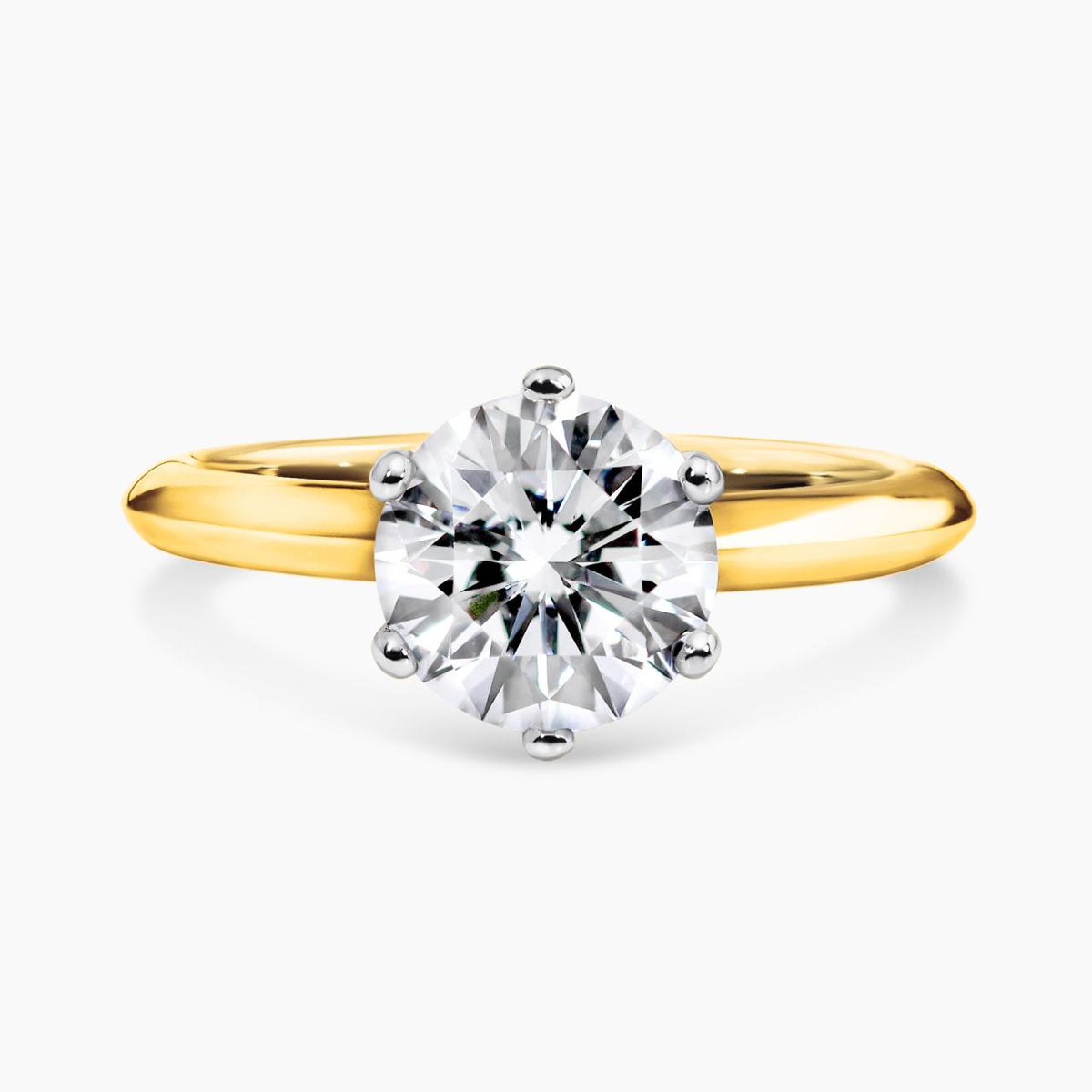 ROME 18ct yellow and white gold  2.23ct D VS1 LAB Grown round brilliant cut diamond six claw solitaire engagement ring