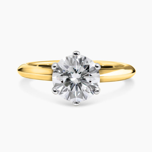 ROME - 18ct yellow and white gold  2.23ct D VS1 laboratory grown round brilliant cut diamond six claw solitaire ring