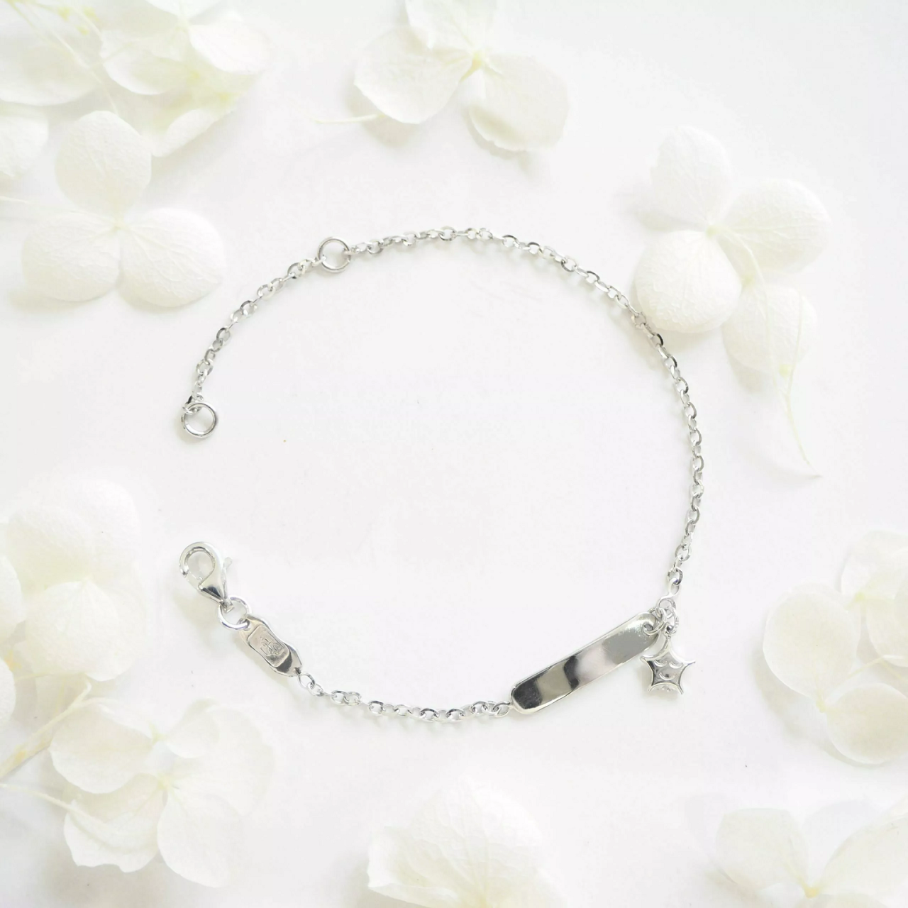 18ct White Gold Baby ID Star Bracelet