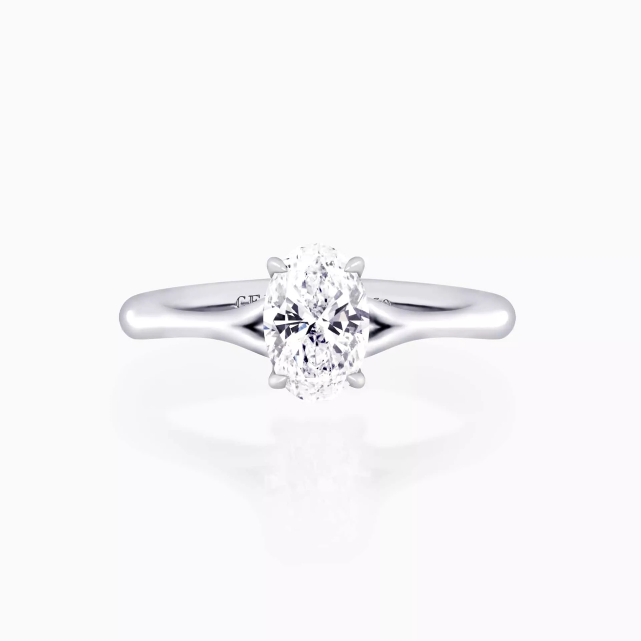 SORRENTO - 18ct white gold oval brilliant cut diamond solitaire split band ring