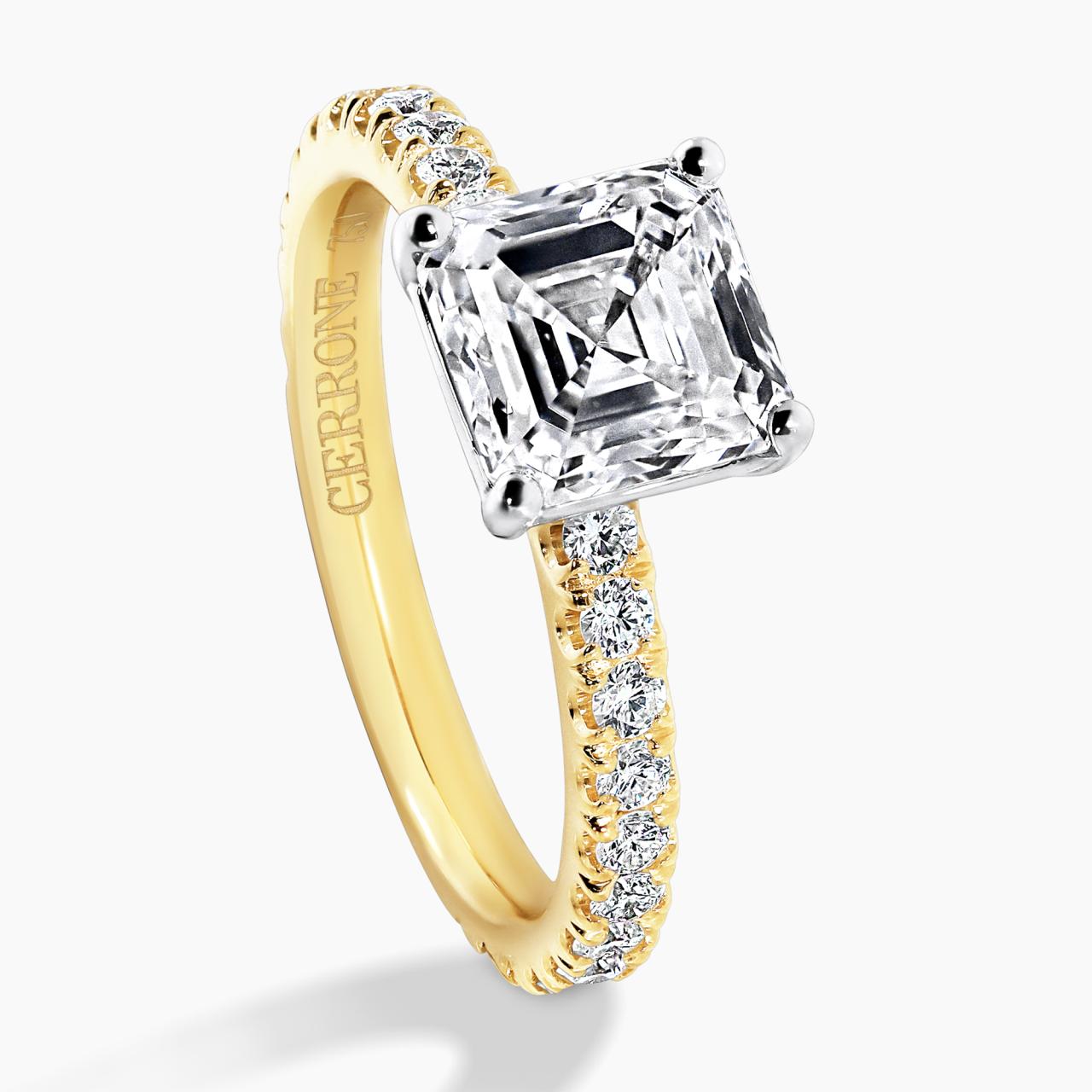 18ct yellow and white gold 2.07ct Asscher cut LAB Grown Diamond ring