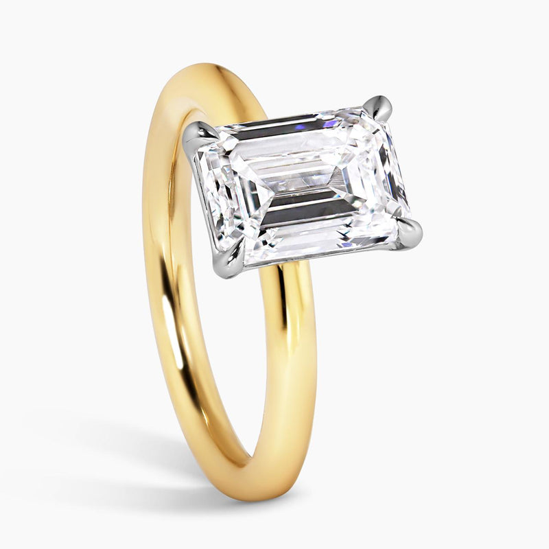 18ct yellow and white gold lab grown diamond solitaire ring side profile