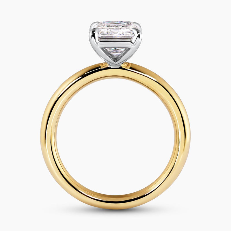 18ct yellow and white gold lab grown diamond solitaire ring side