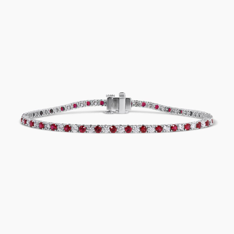 18ct white gold 2.08ct round ruby and diamond bracelet