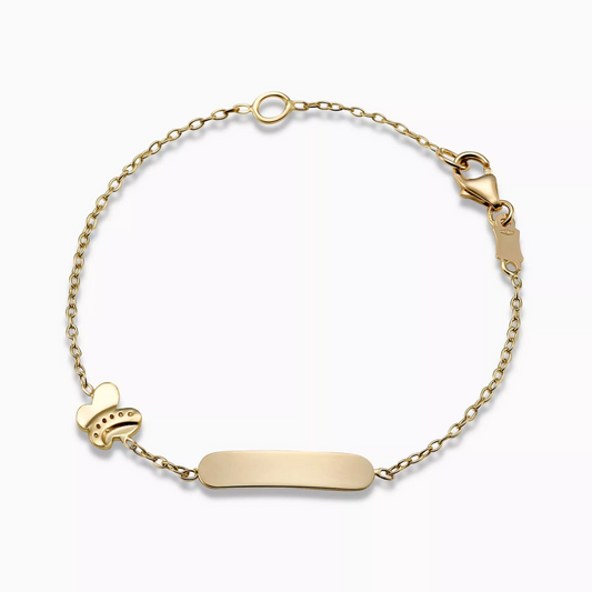 18ct yellow gold butterfly cubic zirconia baby bracelet