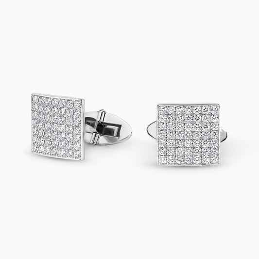 18ct white gold diamond square shaped cufflinks