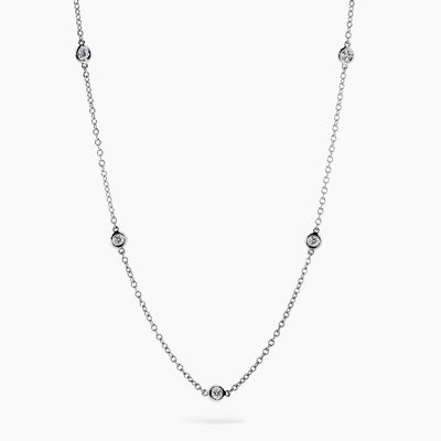 18ct white gold bezel set diamond necklace