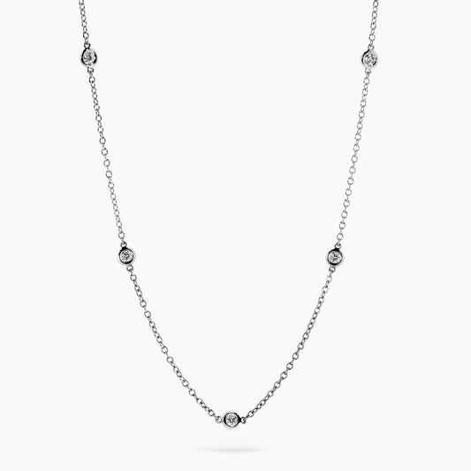 18ct white gold bezel set diamond necklace