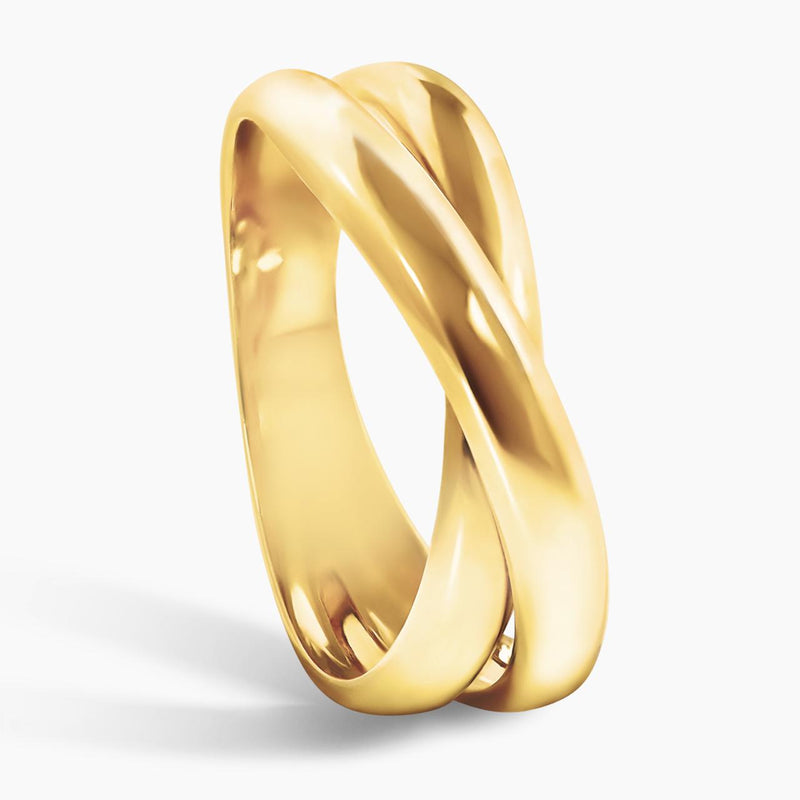 18ct yellow gold cross over ring side profile