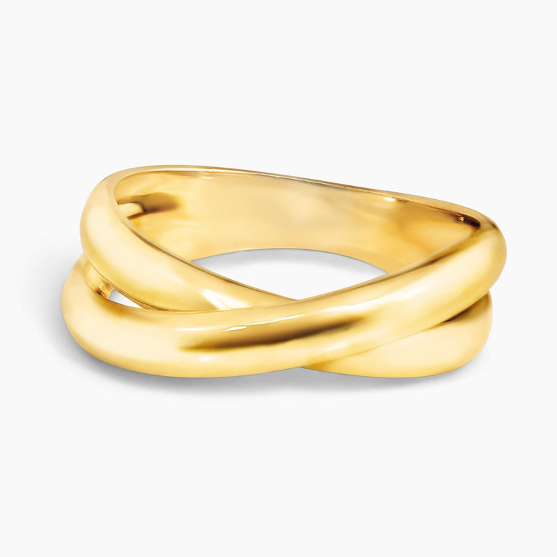 18ct yellow gold cross over ring