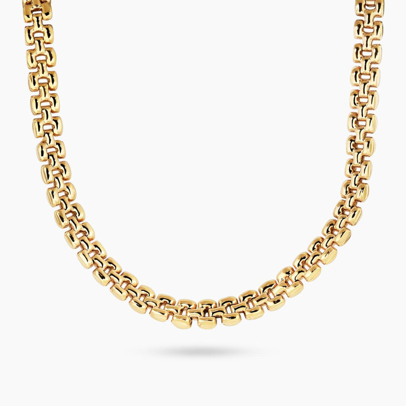 18ct yellow gold 43cm brick link chain with lobster clasp