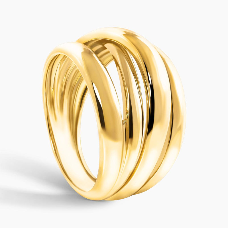 18ct yellow gold twisted design ring side profile