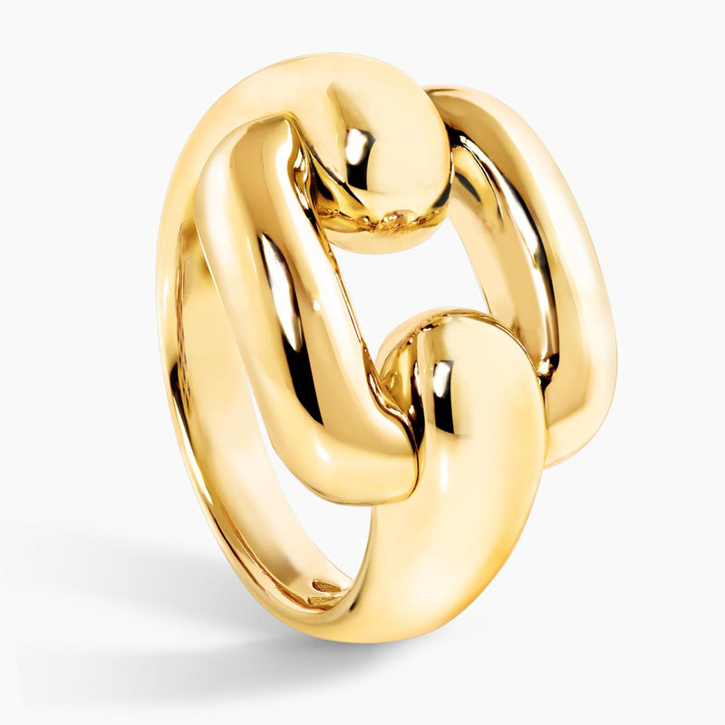 18ct yellow gold link design ring side profile