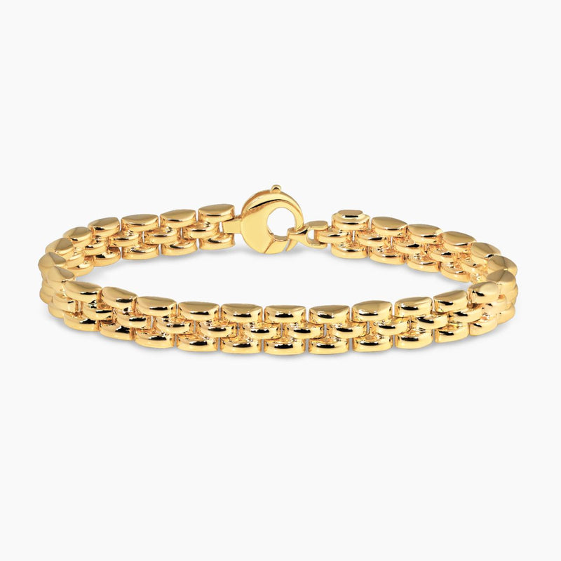 18ct yellow gold 19cm brick link bracelet with lobster clasp