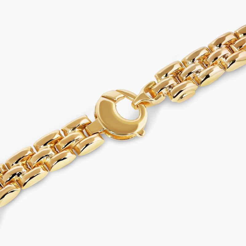18ct yellow gold 19cm brick link bracelet with lobster clasp