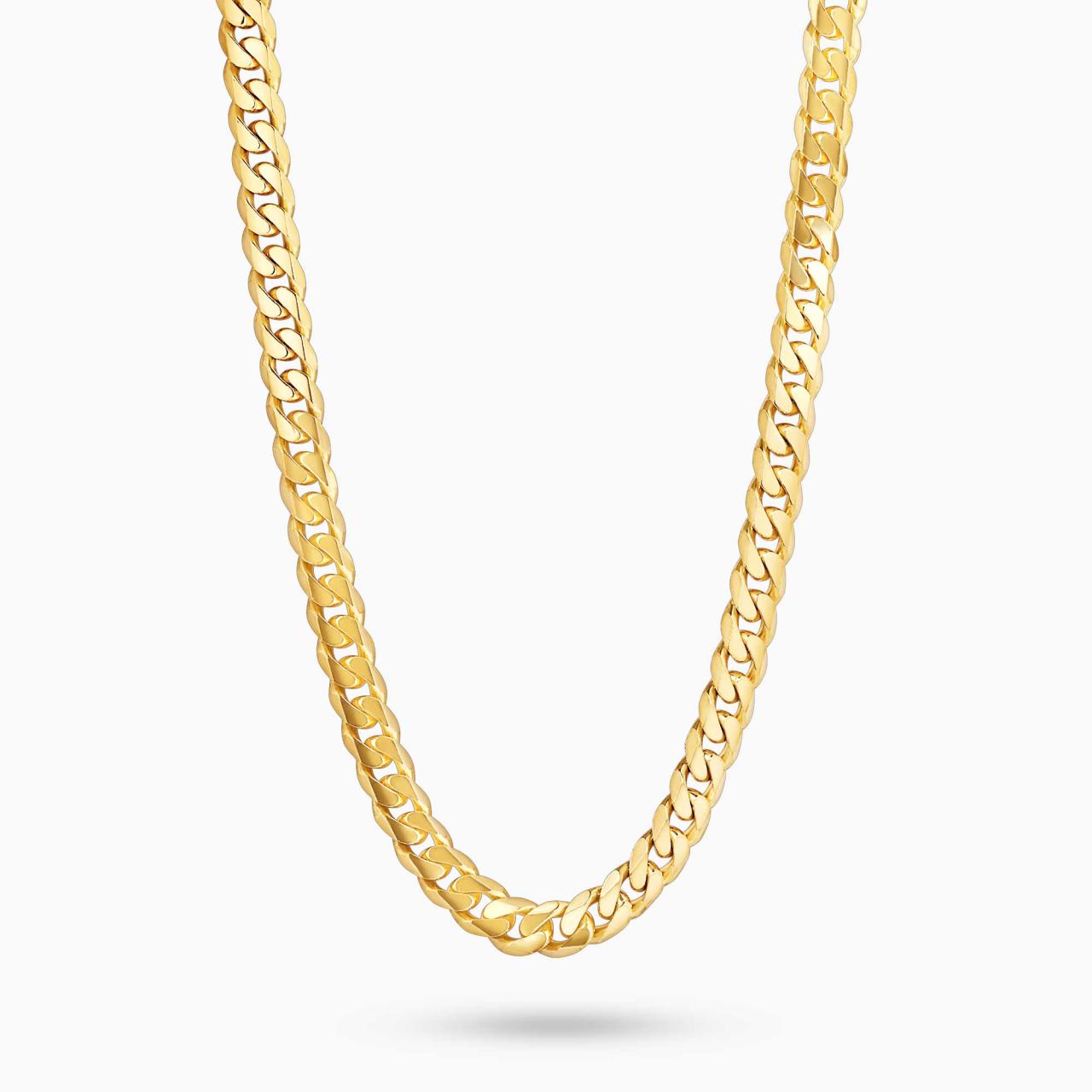 18ct yellow gold 60cm solid flat curb link chain with parrot clasp