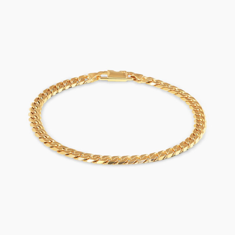 18ct yellow gold 21cm flat curb link solid bracelet