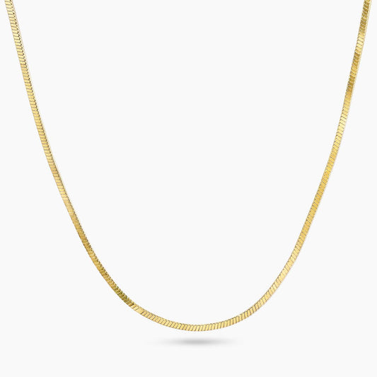 18ct yellow gold 40cm fine herringbone chain with spring ring clasp