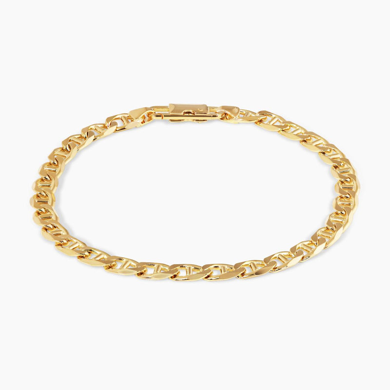 18ct yellow gold 21cm solid Marine link bracelet