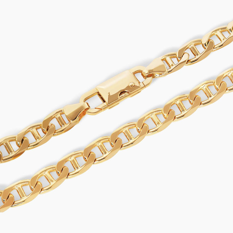 18ct yellow gold 21cm solid Marine link bracelet