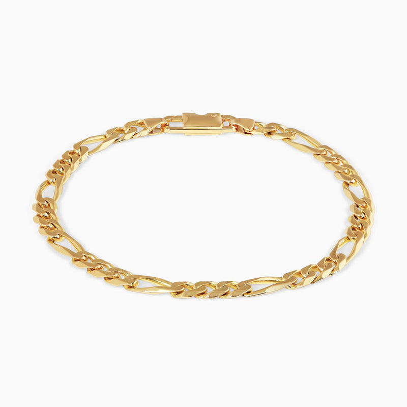 18ct yellow gold 21cm solid figaro link bracelet