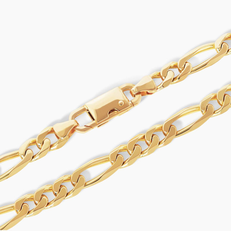 18ct yellow gold 21cm solid figaro link bracelet