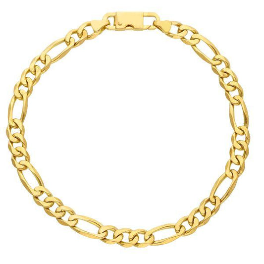18ct yellow gold 21cm solid figaro link bracelet